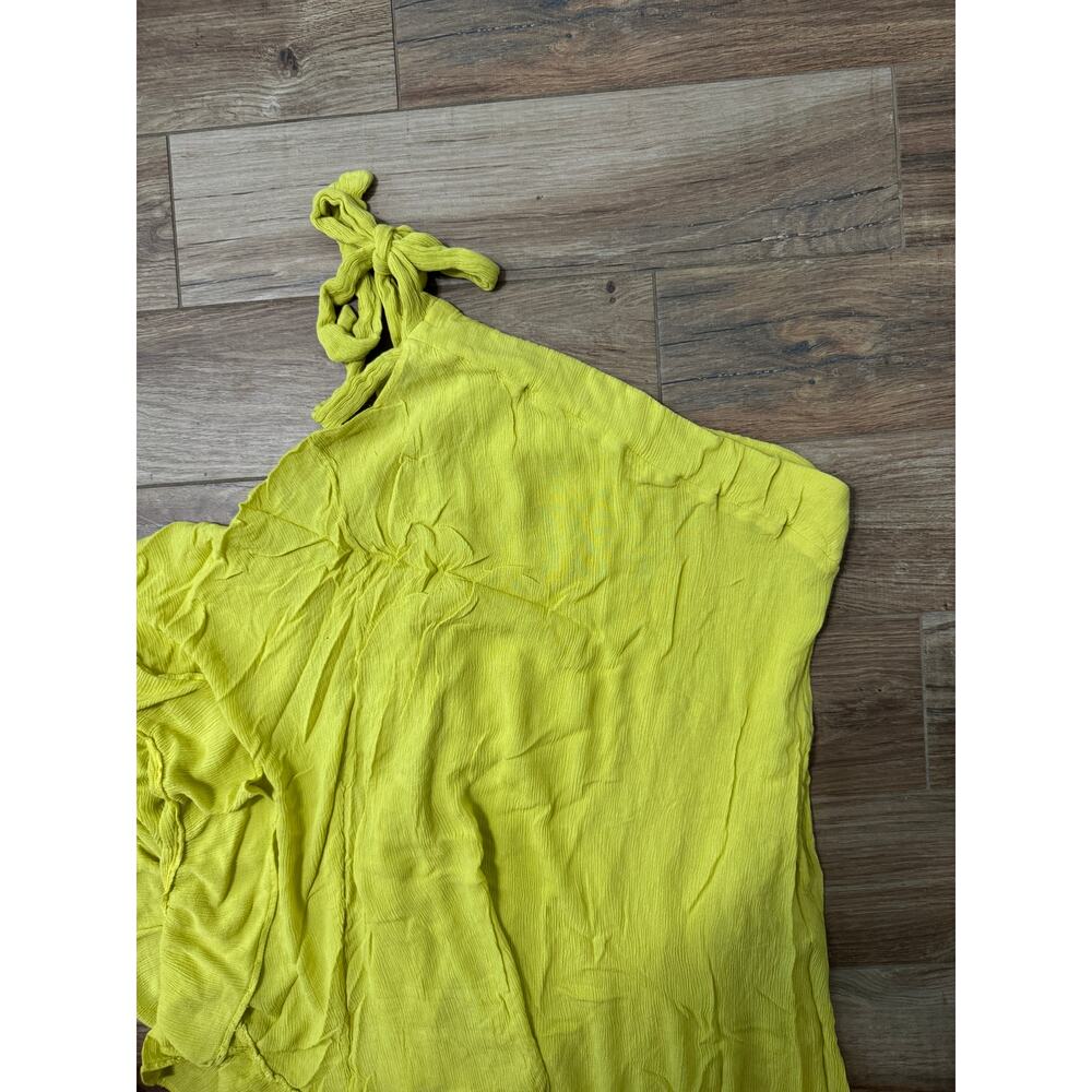 Free People Lime Green Ruffle One-Shoulder Maxi Dress - Picture 3 of 4